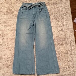 LOFT Denim Tie-Waist Wide-Leg Jeans